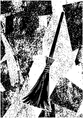 Vector Stylized broom with textured brushstrokes.