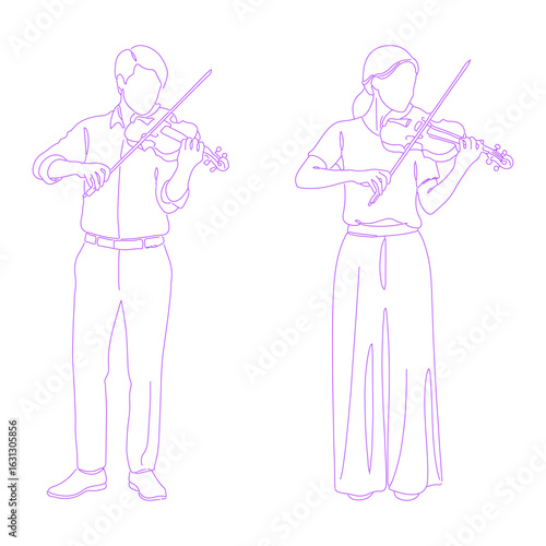 Person Playing Violin Line Art Illustration