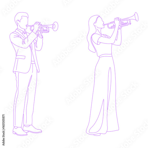 Person Playing Trumpet Line Art Illustration