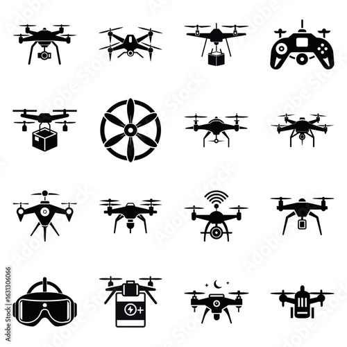 Collection of drone icons and related technology