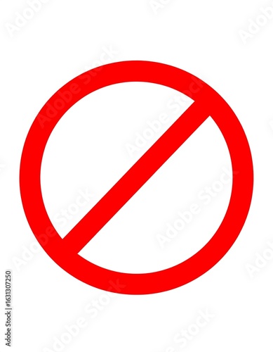 Red circle with diagonal line across it, signifying prohibition or cancellation
