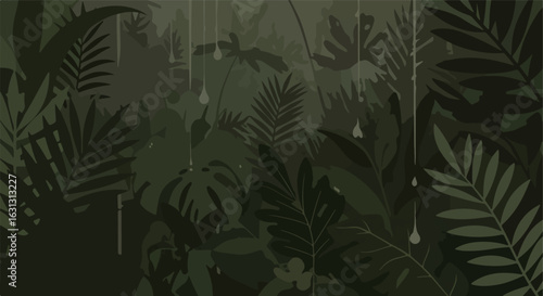 Wallpaper Mural Overlapping jungle illustration with vines in the background, as a wallpaper Torontodigital.ca