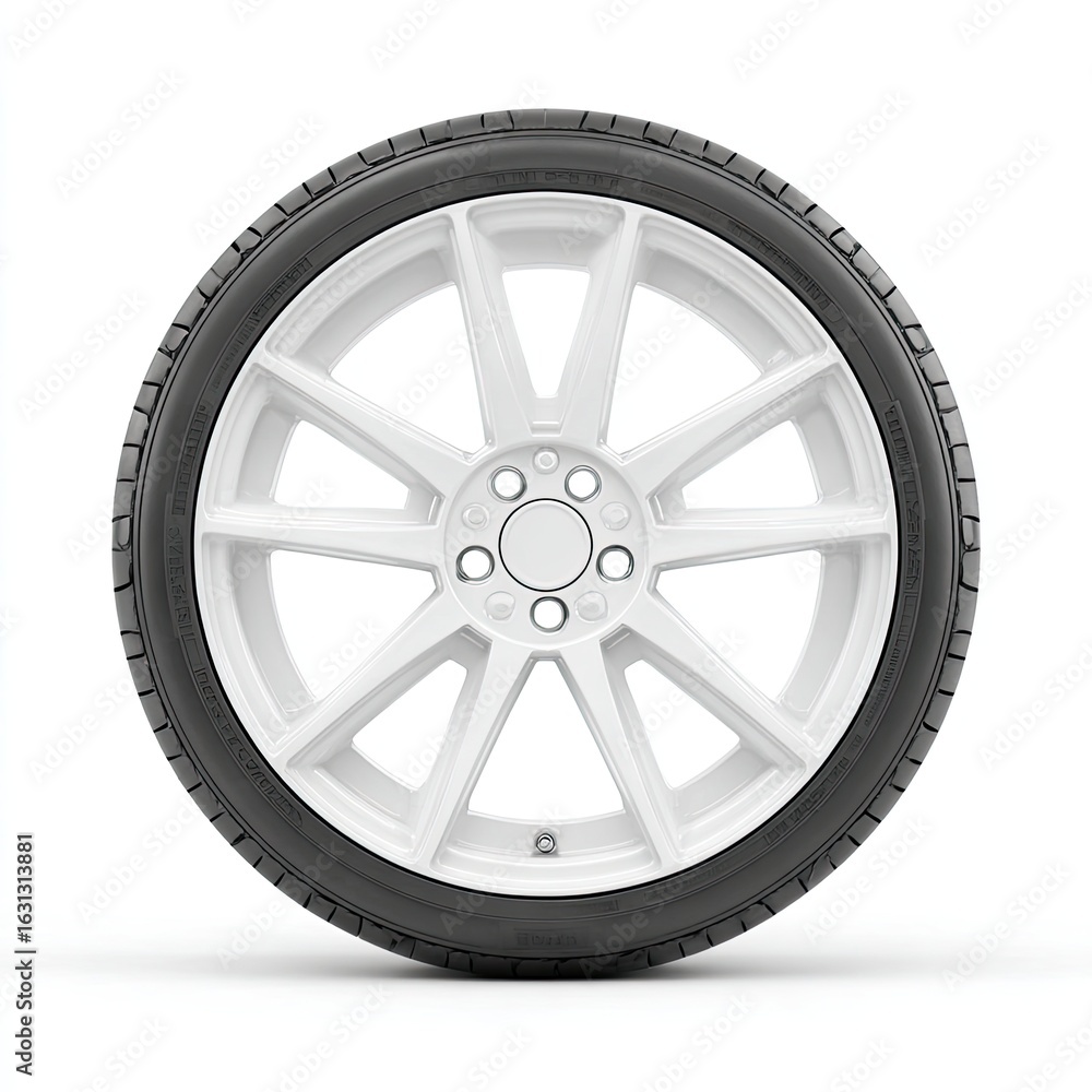 White car wheel and tire White car wheel and tire