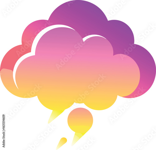 Abstract neon gradient cloud burst with pink and purple hues