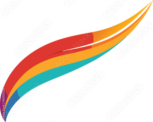 Dynamic three color brushstroke swoosh abstract design