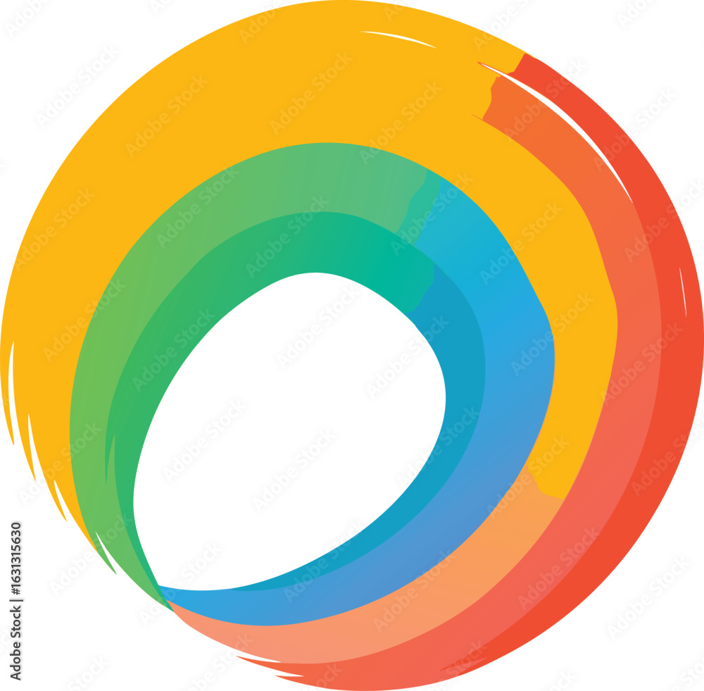 Fototapeta premium Abstract rainbow brushstroke circle with gradient hues