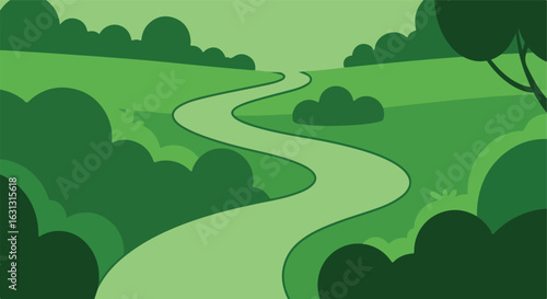 Winding Path in a Green Field Background for a Healthy Living Promotion