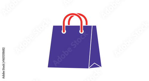 Isolated shopping bag with red handles on white for sales promotions