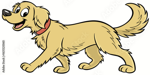 A beautiful purebred golden retriever dog sitting isolated on a white background, perfect for a pet-themed photo