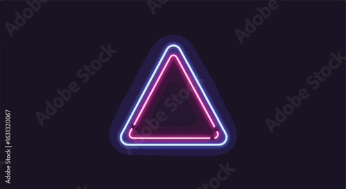 Neon triangle shape with two tones for creative projects in dark background