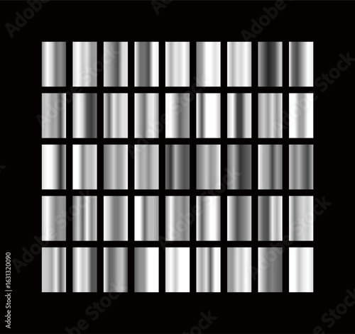 Stunning silver gradient set offers versatile design assets for modern projects, elegant and professional