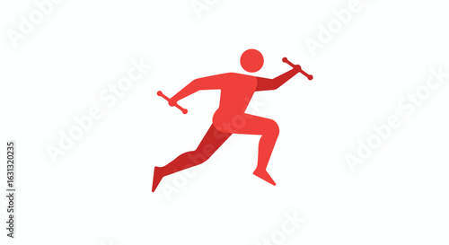 Relay racer sprinting on a white background, for use in sports publications