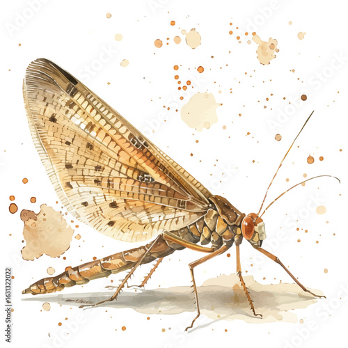 watercolor of Mayfly, vector, isolated on a white background.