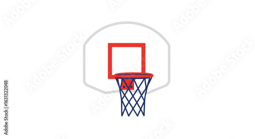 Upward shot of a basketball hoop and net against a plain white backdrop