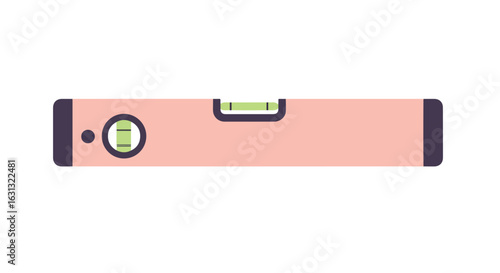 Level tool showing plumb, flat surface, tool for construction on white