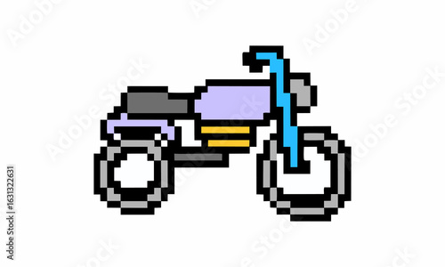 old classic vintage motorcycle cartoon pixel illustration