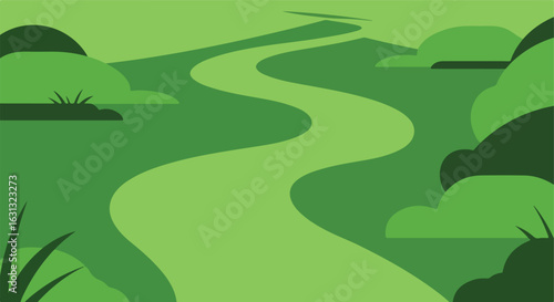 Path through Green Hills & Grass, Concept Art, Ecology, Sustainability, Landscape