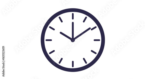 Dark blue analog clock face on white backdrop for time management tasks