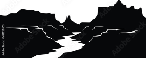 grand canyon landscape silhouette vector