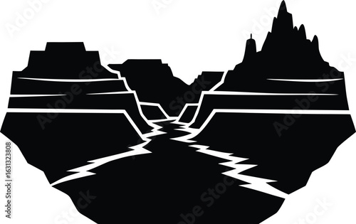 grand canyon landscape silhouette vector icon