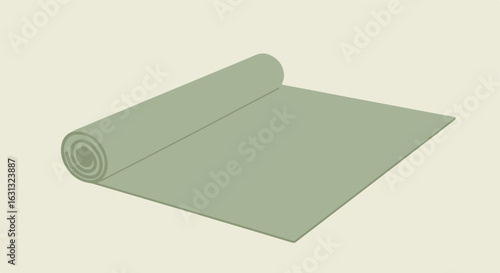 Partially unrolled mat on cream backdrop, exercise, health, & fitness concept