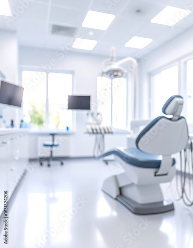Blurred image of a modern, clean dental operatory