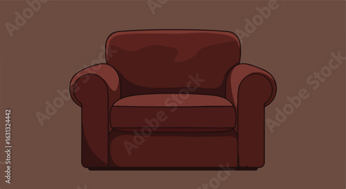 Animated brown armchair in interior design concept