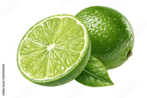 fresh green lime isolated on background white