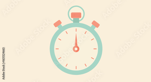 Flat illustration of a stopwatch on a neutral background, for time management