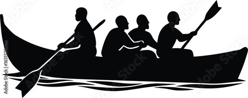people on canoe silhouette vector icon