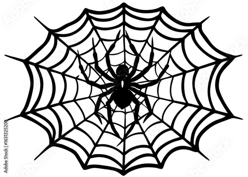 Spider Silhouette on Intricate Web