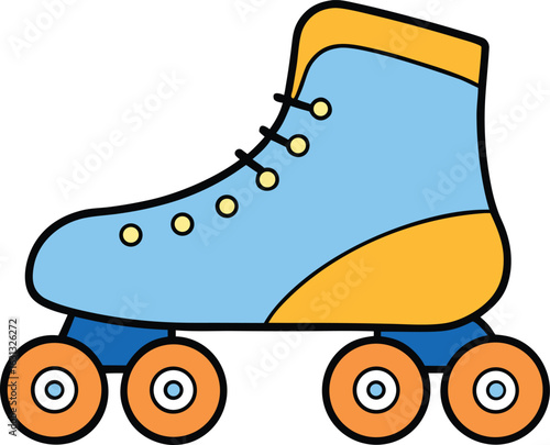 Pair of rollerblades with vibrant wheels and laces for advertising