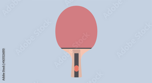 A ping pong paddle on a pale background used for sports or recreation design