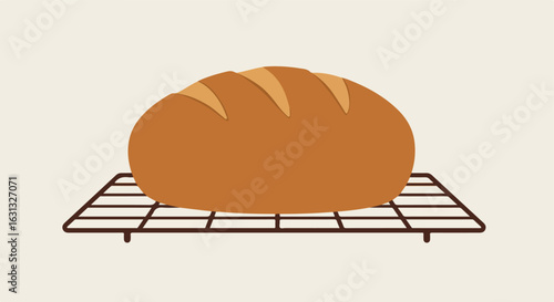 Loaf cooling on wire rack for graphic design, blog, or kitchen decor use