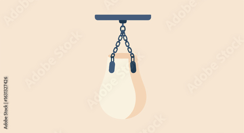Hanging Punching Bag Illustration for Martial Arts, Gym Training, on Beige