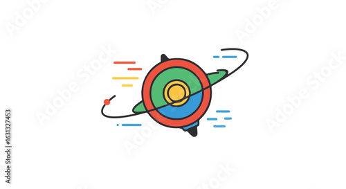 Colorful Atomic Orbit Concept. Background lines. Use science, business, education