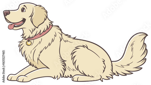 Cute Golden Retriever Dog Vector Illustration Transparent Background
