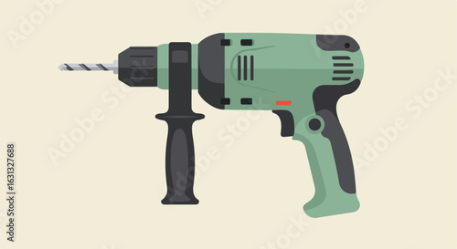 Power drill close-up on clean background used for repair, carpentry, or renovation