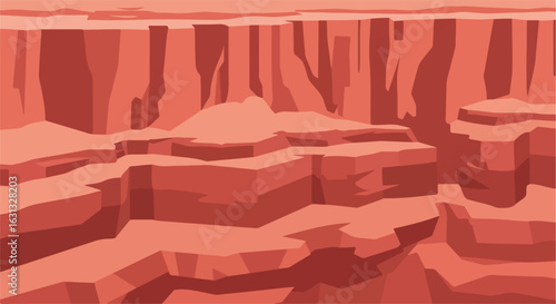 Vector illustration of a deep red canyon landscape for travel brochures