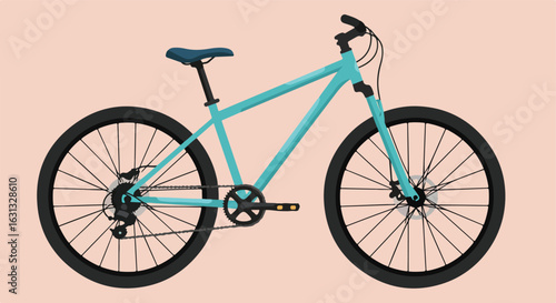 Illustration of a Teal Bicycle, Background is a plain tan color, for promotion