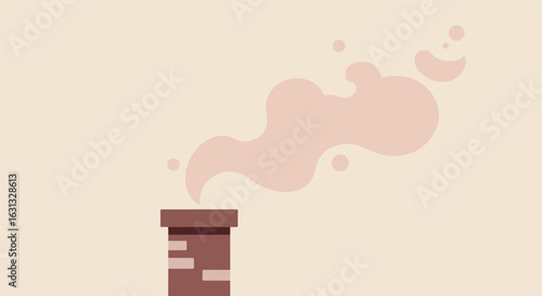 Smoke stack emitting fumes in illustration on clear background for decor design