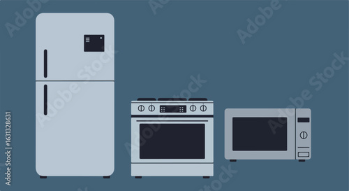 Appliance flat lay on grey ground used for showing interior design