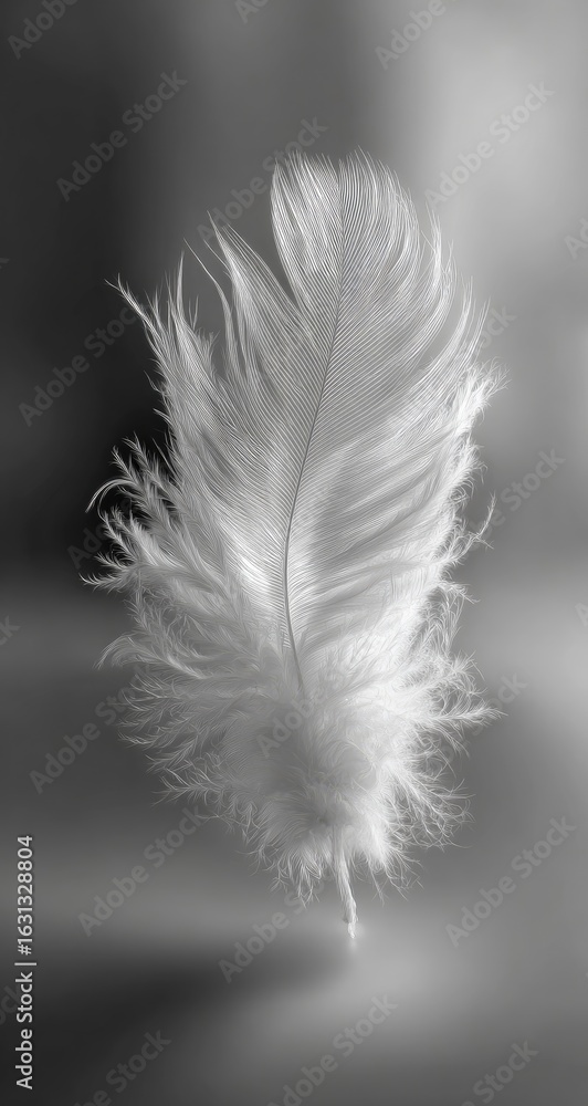 Obraz premium A delicate white feather in soft light