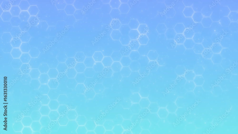 Light blue gradient glowing hexagonal comb pattern, futuristic presentations, science themes, medical infographics, clean modern tech visuals, minimal abstract transitions, deep innovation videos,