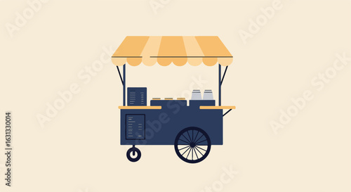 Isolated vending cart showing food service stand with menu for outdoor design use