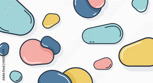 Stylish abstract shapes arrangement in pastel colors and trendy design