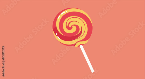 Swirled sucker treat, on coral background, isolated for promotional art use