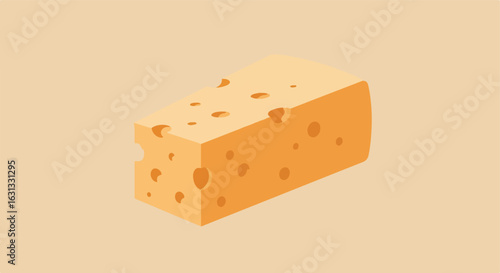 Isometric cheese illustration on a solid background for web, print, food concept