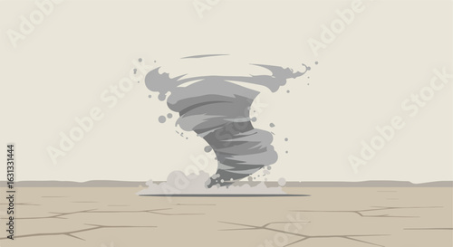 Tornado Sweeping Across Arid Land Illustration for Weather Concepts