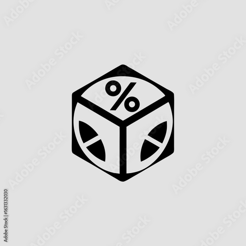 Interest Percentage Cube Geometric Logo Design